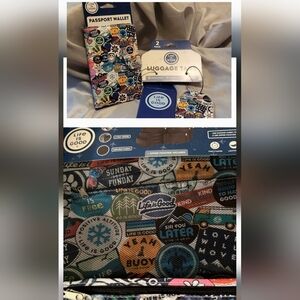 Life Is Good 3pc  Multicolor Travel Organizer Cube, Passport Civer, Luggage Tags